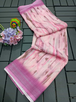 MAANVIT Self Design Kanjivaram Linen, Cotton Linen Saree(Pink)