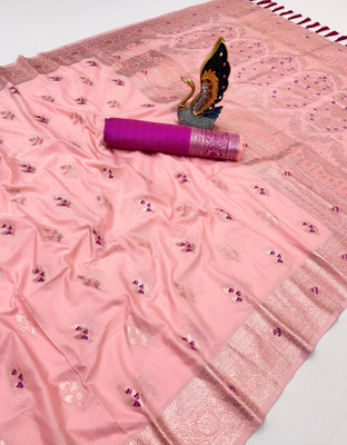 Sindharat Fashion Printed Banarasi Cotton Silk Saree(Pink)