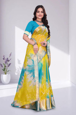 Aarunika SBT Solid/Plain Bollywood Organza Saree(Light Blue)