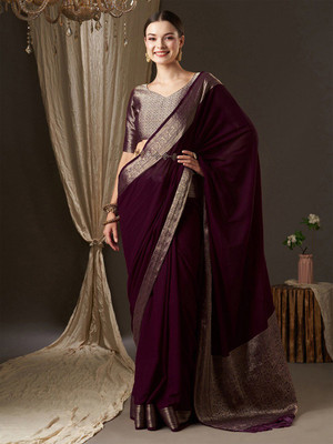 ANOUK Woven Kanjivaram Georgette Saree(Purple)