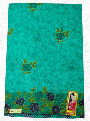 MAATARA TEXTILE AND COLLECTION Floral Print Bollywood Pure Cotton Saree(Light Green)
