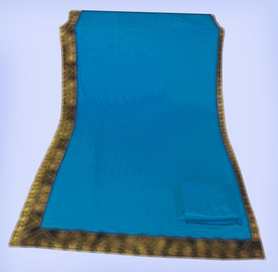 Anugrah Textile Solid/Plain Banarasi Lycra Blend, Chiffon Saree(Blue)