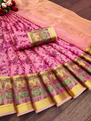 CART SHOPY Printed Daily Wear Organza Saree(Pink)
