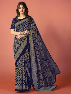 Divastri Printed, Self Design Daily Wear Georgette Saree(Dark Blue)