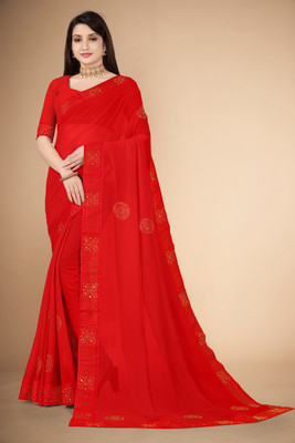 SHREE CREATION Embellished Bollywood Georgette Saree(Red)