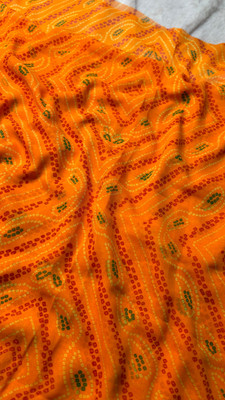 ASHA FABRICSS Printed Leheria Georgette Saree(Dark Green, Multicolor)