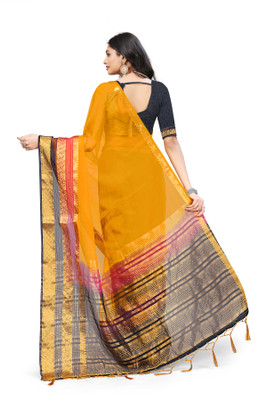 Aarunika SST Self Design Bollywood Organza Saree(Yellow)
