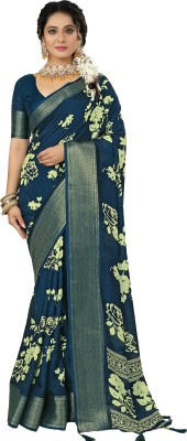 Akhilam Embellished Bollywood Silk Blend Saree(Blue)