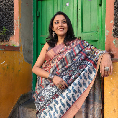 Laxmi Fashion Printed, Floral Print Assam Silk Jacquard, Cotton Silk Saree(Multicolor)