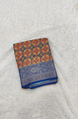 FEMORI Printed Banarasi Silk Blend Saree(Multicolor)