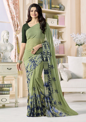 PHORIA STYLE Printed Bollywood Georgette, Chiffon Saree(Light Green)