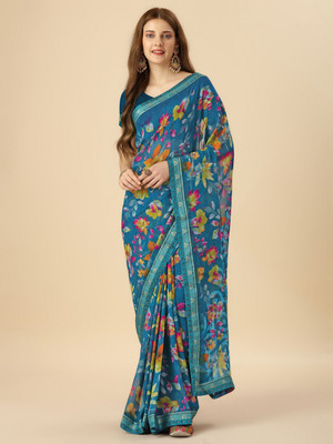Divastri Printed Bollywood Georgette Saree(Blue)