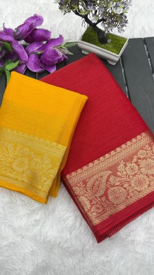 sadika Self Design Handloom Jacquard, Pure Silk Saree(Red, Yellow)