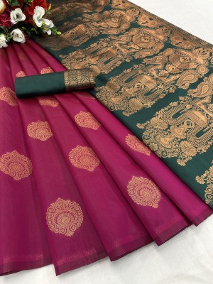 Om Creation Self Design Banarasi Jacquard Saree(Pink)