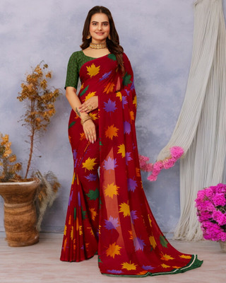 TTH Printed Bollywood Georgette Saree(Red)