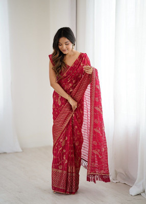 RAJESHWAR FASHION Floral Print Bollywood Chiffon, Georgette Saree(Pink)