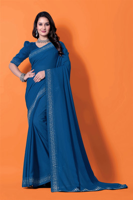 Lapetiya Clothing Solid/Plain, Self Design Bollywood Georgette Saree(Beige)