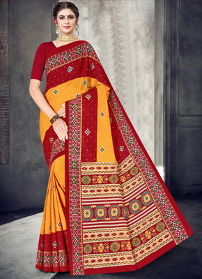 kalyani nx Printed Sambalpuri Pure Cotton Saree(Multicolor)