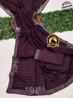 Sareez House Solid/Plain Bollywood Georgette Saree(Purple)