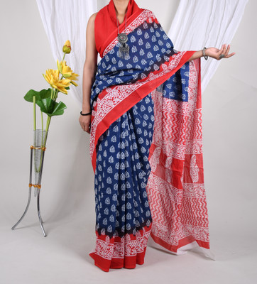 Threadier Printed Saree with Attached Blouse Pure Cotton Saree(Multicolor)