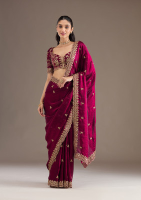 Pandadi Saree Embroidered Bollywood Chiffon Saree(Maroon)