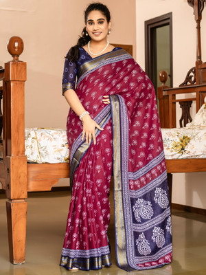 Anouk Rustic Printed Daily Wear Cotton Blend Saree(Pink)