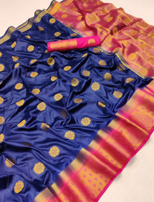BHOLEBABA CREATION Woven Banarasi Tussar Silk Saree(Dark Blue)