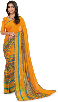 Moda Rapido Printed Daily Wear Georgette Saree(Yellow)