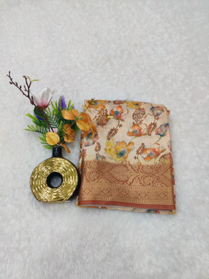 FEMORI Printed Banarasi Silk Blend Saree(Multicolor)