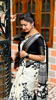 BilloRani Printed, Self Design Bollywood Art Silk Saree(Black)