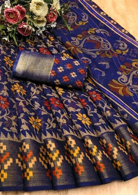 NAYANA CREATION Printed Bollywood Linen Saree(Multicolor)