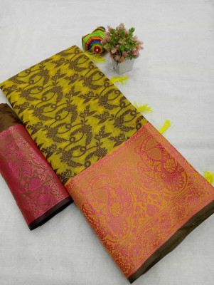 VAKHARIYAFAB Woven, Self Design Kanjivaram Art Silk, Pure Silk Saree(Multicolor)