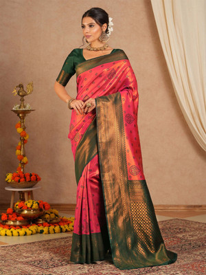 Tasrika Woven Kanjivaram Silk Blend Saree(Pink)