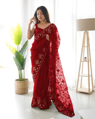 Divastri Embroidered Bollywood Net Saree(Dark Blue)