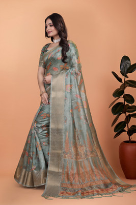 PK SAREES Digital Print Daily Wear Silk Blend, Jacquard Saree(Multicolor)