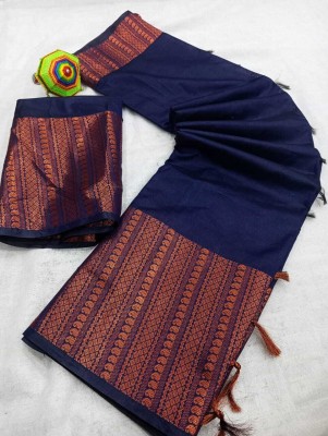 Gajal Self Design Kanjivaram Art Silk, Pure Silk Saree(Dark Blue)