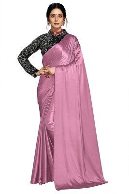 Sitanjali Solid/Plain Bollywood Satin Saree(Pink)