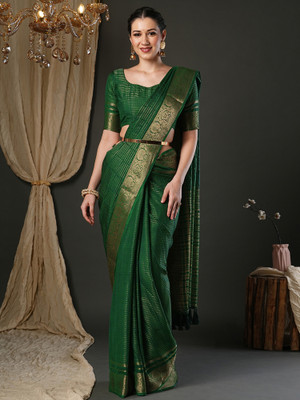 ANOUK Woven Banarasi Viscose Rayon Saree(Green)