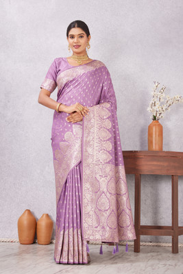 Heirlooms Woven Banarasi Satin Saree(Purple)