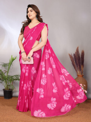 Soor Panchi Printed Daily Wear Georgette Saree(Pink)