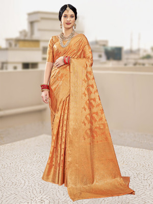 sagarika Woven Bollywood Organza Saree(Orange)