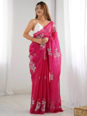 Sareemall Embellished Bollywood Organza Saree(Pink)