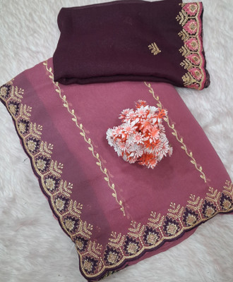 shrijamyaham Embroidered, Floral Print Leheria Georgette Saree(Mustard)