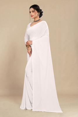 gitanjali creation Dyed Bollywood Georgette Saree(White)