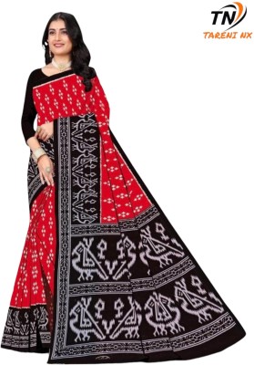 Tareni Printed Sambalpuri Pure Cotton Saree(Red)