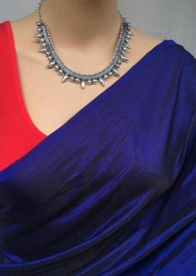 Arpita Fashion Solid/Plain Bollywood Silk Blend Saree(Dark Blue)