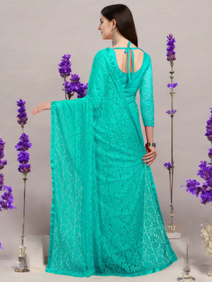 NEXA Self Design Bollywood Net Saree(Blue)