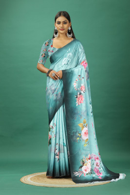 Virendra Textiles Self Design Bollywood Crepe Saree(Light Blue)