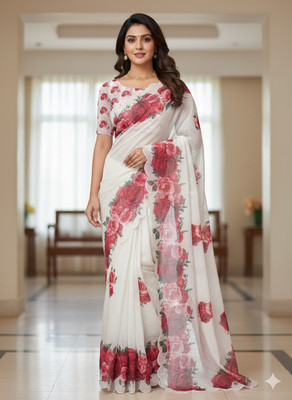 Myraani Self Design Bollywood Cotton Linen, Art Silk Saree(Multicolor)