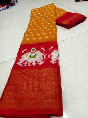 Saadhvi Digital Print Bollywood Cotton Blend Saree(Yellow)